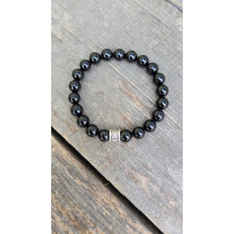 Bracelet en Tourmaline noire 10mm homme