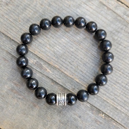 Bracelet en Shungite noire 10mm homme