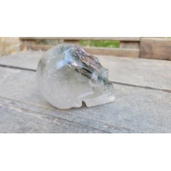 Crâne en Quartz Chamane Lodolite 448grs 8.6cm