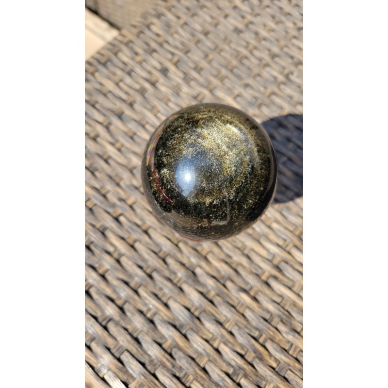 Sphère d'Obsidienne dorée ou Golden 70mm 425grs