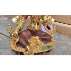 Statue de Bouddha  Tara Verte 22cm Or