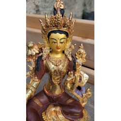 Statue de Bouddha  Tara Verte 22cm Or