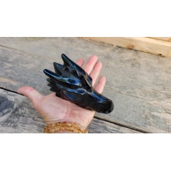 Crâne de Dragon en Obisidienne noire 13cm