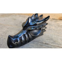 Crâne de Dragon en Obisidienne noire 13cm