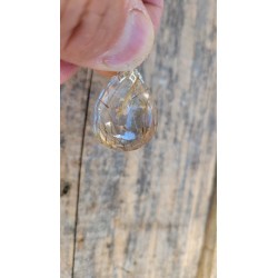 Pendentif goutte en Quartz rutile doré