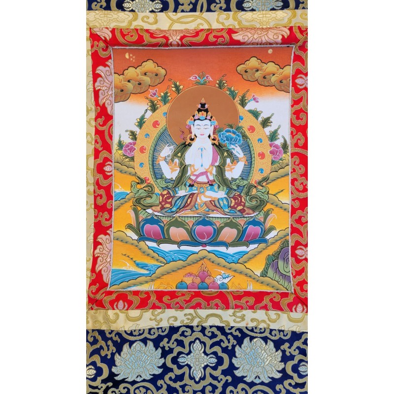 Thangka bouddha Chenrezig Tangka Tchenrezi