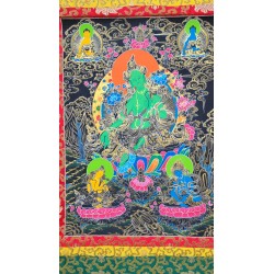 Thangka tibétain Tara verte 120x67cm Tangka