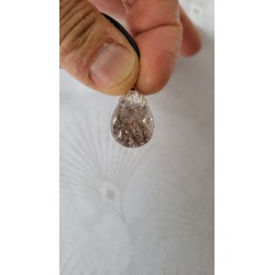 Pendentif goutte en Lodolite ou Quartz jardin