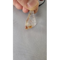 Pendentif goutte en Quartz rutile doré