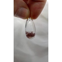 Pendentif goutte en Lodolite ou Quartz jardin