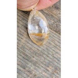 Pendentif goutte en Quartz rutile doré